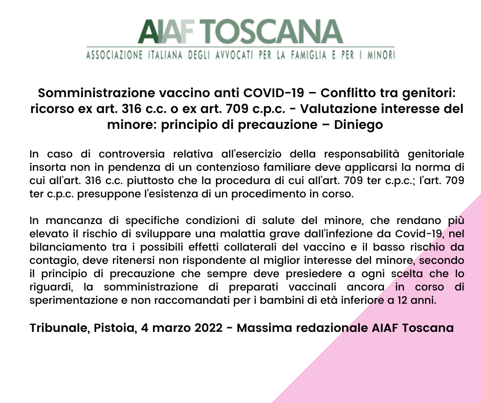 Nuova rassegna di giurisprudenza dalle Corti Toscane in materia di diritto di famiglia